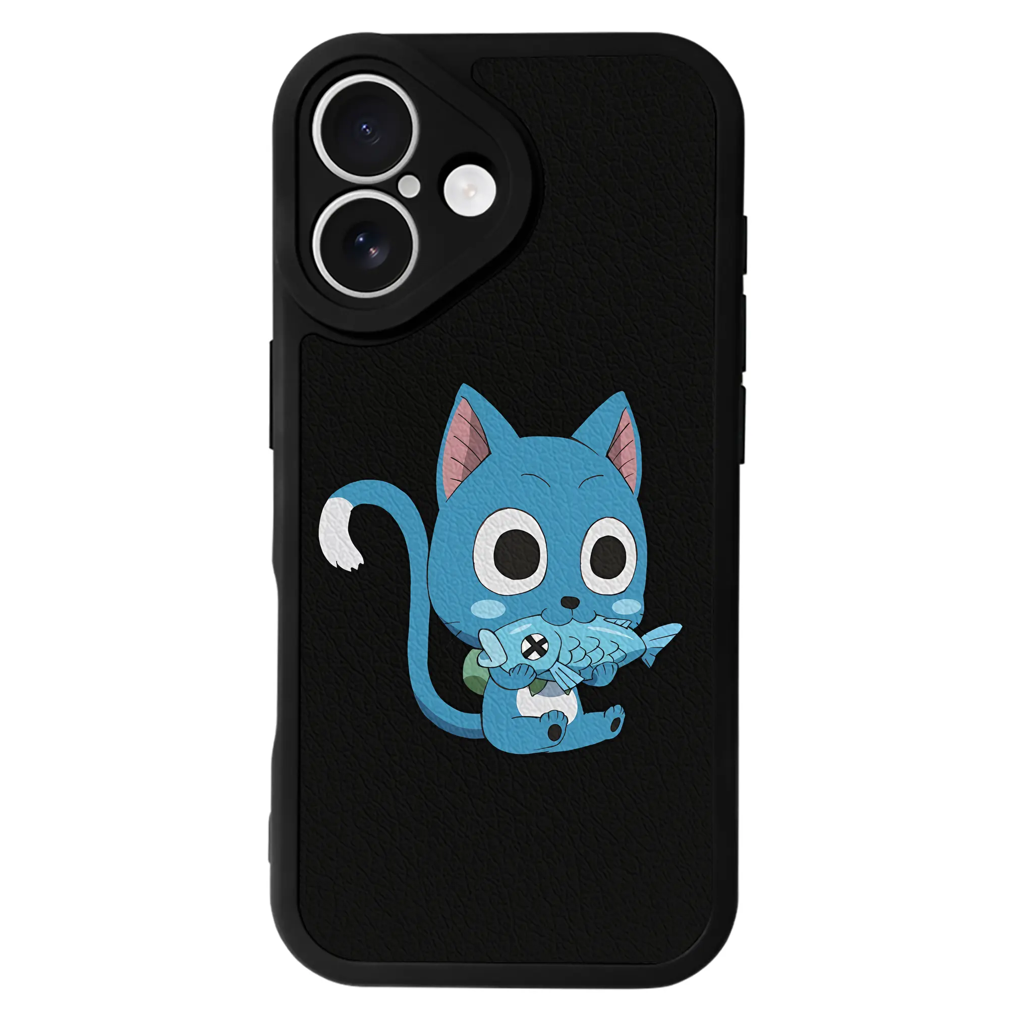 フェアリーテイル グッズ ハッピー - IPhone 16シリーズ対応 ・ シリコンスマホケース ・ レザー調 ・ 高精度フィット ・ 耐衝撃 ・ ワイヤレス充電対応 ・ 精密カット